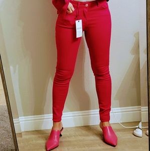 Zara super skinny fuchsia jeans size xs 2